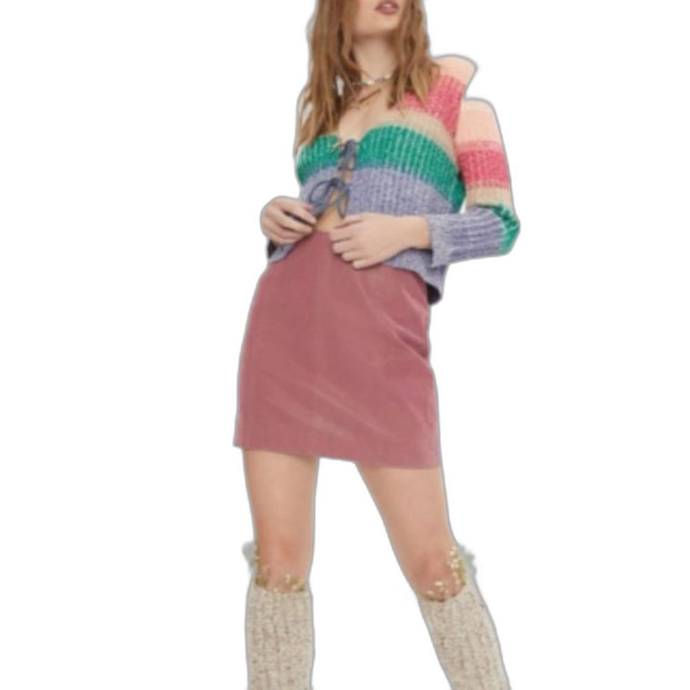 NWT Free People Faux Leather Mini Skirt Women's Size 2 Rose Modern Femme Vegan